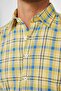 Men's Slim Fit Long sleeve Sleeve %100 Cotton Linen Texture Checked Shirt - 4