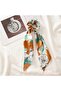 Elegant Luxury Satin Fabric Scrunchie with Orange Pattern - Women's Scrunchie Elastic Hair Tie
