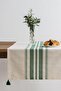 Green Striped Tereza Runner Set - 2-Piece Beige Table Decoration - for Modern and Stylish Tables - 3