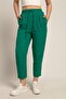 Women's Linen Textured Emerald Green Pants with Elastic Waist 50826