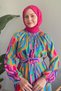 Oval Striped Belted Pink Viscose Dress - 3