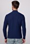 Men's Slim Fit Slim Fit Half Turtleneck Patterned Non-Pilling Navy Blue Knitwear Sweater - 5