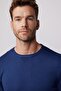 Men's Slim Fit Crew Neck Indigo Knitwear Sweater - 3