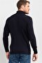 Men's Slim Fit Slim Fit Full Turtleneck Hair Knit Pattern Navy Blue Knitwear Sweater - 4