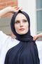 شال نسائي من القطن الممشط باللون الأزرق الداكن - 4