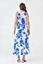 Women's Belted, Side Pocketed , Tie-Neck Detail , Floral Print , Flared Midi Length Dress 3690 - 4