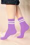 Striped Tennis Socks College Socks Unisex 2 Pieces Lilac - 2