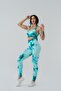 Push-Up Detailed Gathering Batik Leggings Green - 2