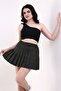 Women's Smoked Side Elastic Pleated Plaid Skirt - 6