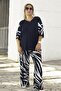 Sleeve Ends with Guipure Detail, Comfortable Fit, Crew Neck Blouse, Elastic Waist Pants, Plus Size Combed Cotton Set - 2