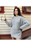 Gray Long Ripped Oversize Knitwear Sweater 26031 - 2