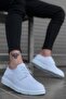 Men's White Lace-Up Casual Daily Shoes High Thick Sole Light Comfortable Sole Classic Sneakers - 2