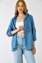 Kadın Oversize Nakışlı Uzun Basic Gömlek - 6
