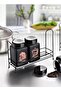 3-Piece Glass Spice Rack Set with Metal Stand Black Rose - 2