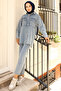 1443 Stone Detailed Denim Suit Blue - 4