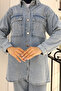 1443 Stone Detailed Denim Suit Blue - 3