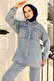 1443 Stone Detailed Denim Suit Blue - 2