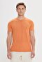 Men's Orange Slim Fit Slim Fit Crew Neck Linen Look T-Shirt - 3