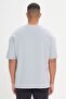 Men's Gray Oversize Loose Cut Crew Neck 100% Cotton Printed T-Shirt - 4