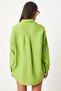 Women's Pistachio Green Oversize Basic Muslin Shirt Mx00150 - 7
