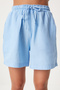 Women's Sky Blue Pocketed Muslin Shorts Mx00168 - 5