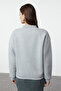 Gri Kalın İçi Polarlı Dik Yaka Relaxed/Rahat Kalıp Örme Sweatshirt TWOAW20SW0584 - 5