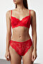 Red Lace Rope Strap Underwire Uncovered Knitted Lingerie Set Thmaw22Au0237 - 3