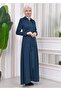 Zippered front Hooded-Belt Hijab Overcoat 1212 - 3