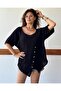 Mercury Buttoned Cotton Black Blouse Std - 3
