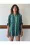 Green Tie-Dye Striped Italian Linen Shirt Blouse - Std - 3