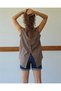 Sleeveless Cotton Taupe color Blouse with Back Button Detail - 4