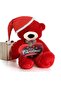New Year's Special: 90 cm Plush Teddy Bear with Printed Heart and Christmas Hat in Hand - New Year's Themed