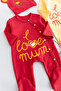 I Love Dad Fan Yellow Red Double Baby Jumpsuit Set - 4
