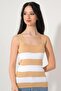 Women's Oversized and Small Size Square Collar Striped Summer Knitwear Blouse Undershirt