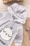 Welsoft Plush Girl/Boy Baby Jumpsuit with Cat Figure - 2