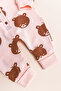 Teddy Bear Patterned Hooded Baby Girl Jumpsuit - 6