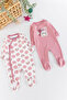 Leopard Figured Polka Dot Long Sleeve 2-Piece Baby Girl Jumpsuit Set