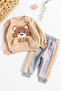 Plush Winter Baby Boy Suit with Teddy Bear Figure