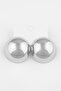 Large Hemisphere Figure Double Earrings Silver Color