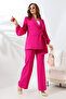 Two Piece Chiffon Sleeve Blazer Set - 4