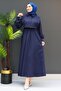 Capes Drawstring Dress Navy Blue - 3