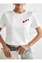 Women's White Hearts Printed Oversize T-Shirt