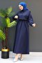 Capes Drawstring Dress Navy Blue - 4