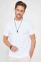 Men's Slim Fit Slim Fit 100% Cotton Soft Textured Patterned White Crew Neck T-Shirt
