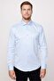 Modern Slim Fit Long Sleeve Plain Satin Cotton Men's Blue Shirt