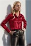 Women's Plain Burgundy Classic Satin Buttoned Classic Shirt - 3