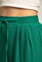Women's Linen Textured Emerald Green Pants with Elastic Waist 50826 - 3