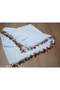 Handmade Crystal Drop Beaded Writing, Cheesecloth Yemeni, Scarf, 4 Edge-Embroidered - 4