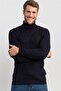 Men's Slim Fit Slim Fit Full Turtleneck Hair Knit Pattern Navy Blue Knitwear Sweater