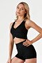 Black Light Supported Covered Front Gathered Crop Top Bustier Sports and Daily Use - 3